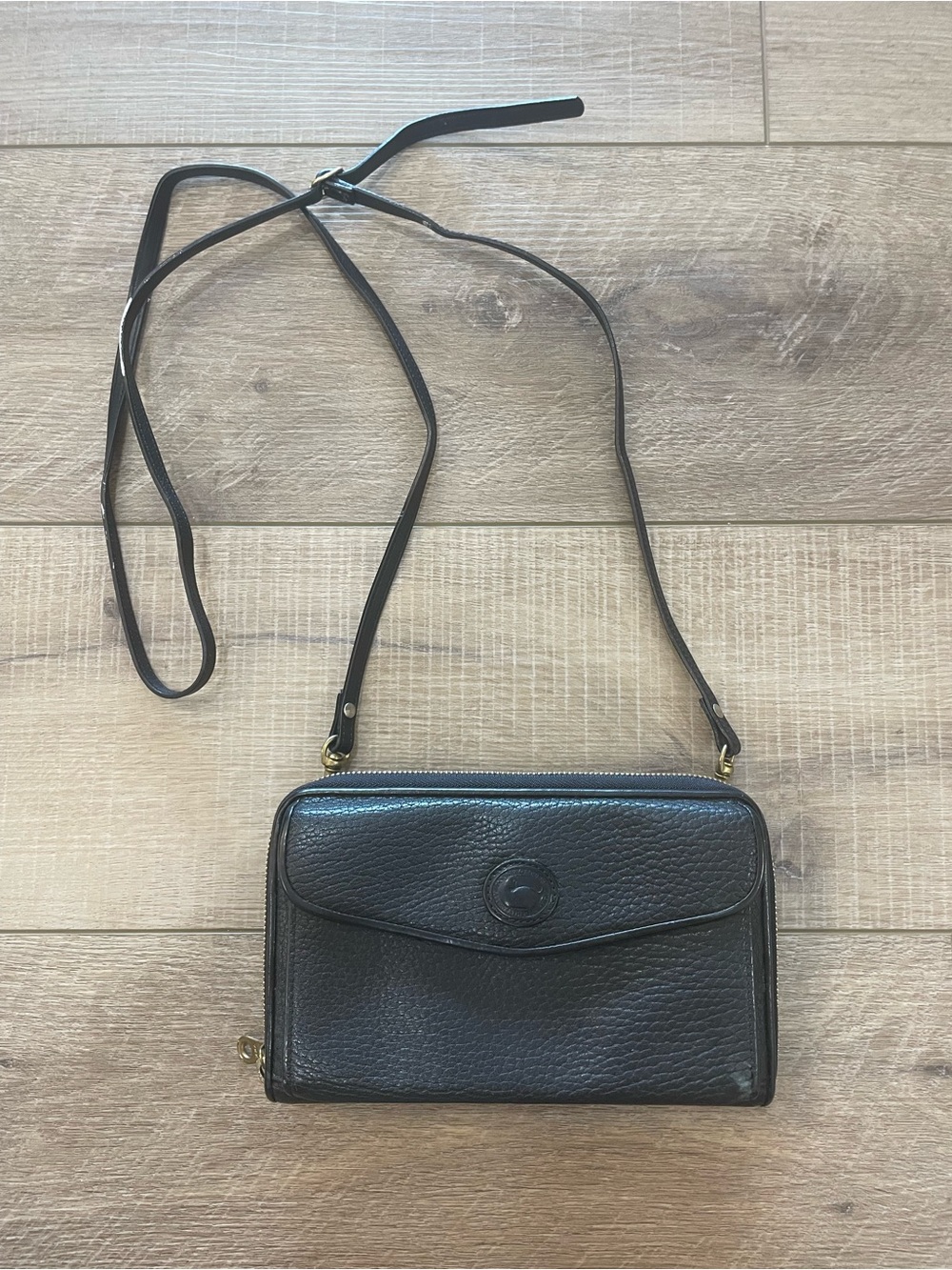 Dooney & Bourke Black Pebbled Leather Crossbody Wallet Bag
